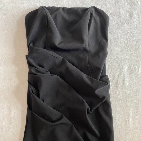 NWT ASOS black bandeau maxi dress Womens 10 ruched skirt side slit formal party - Picture 3 of 12